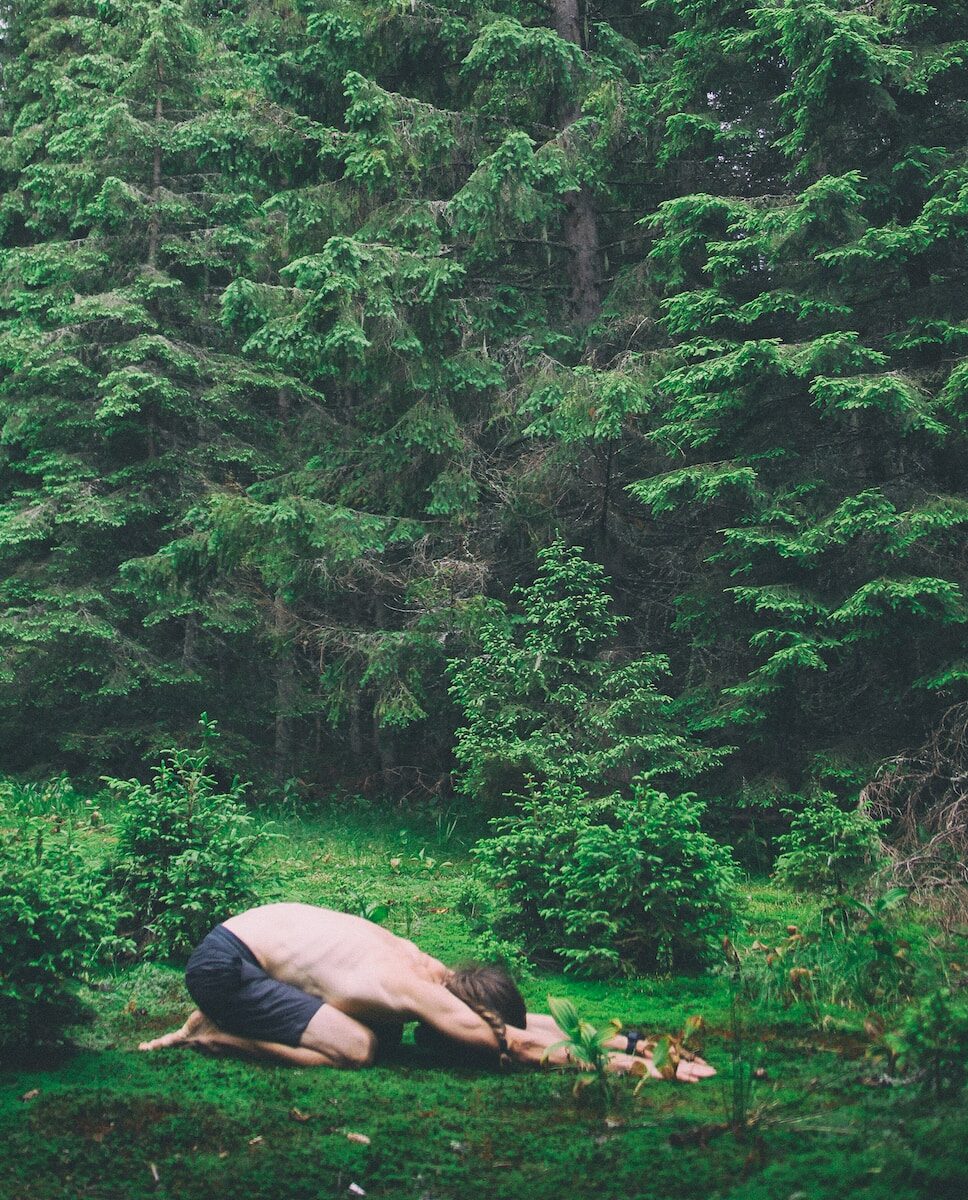 Childs pose balasana in Nature