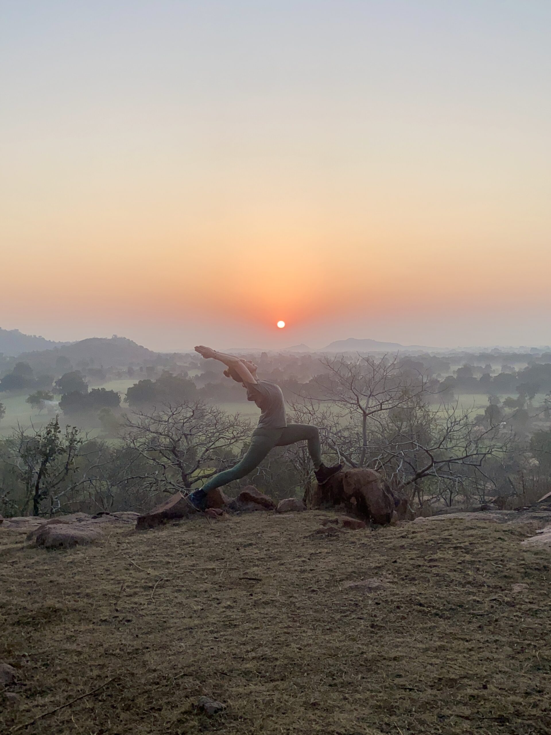 anjaneyasana at sunrise